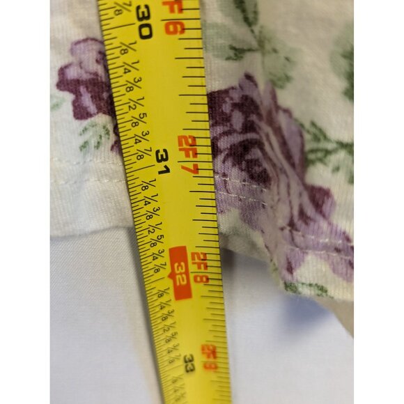 Lauren Ralph Lauren Floral Nightshirt S 100% Cotton Button-Down Yellow & Purple - Picture 5 of 7